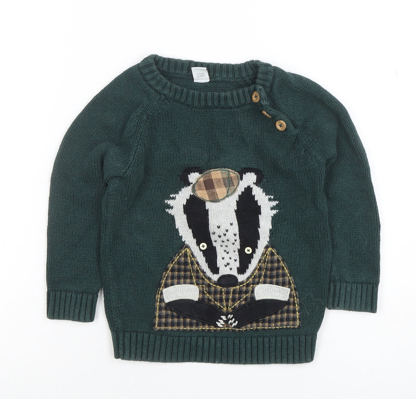 Boys UK Size 2-3 Years TU Green Pullover Jumper