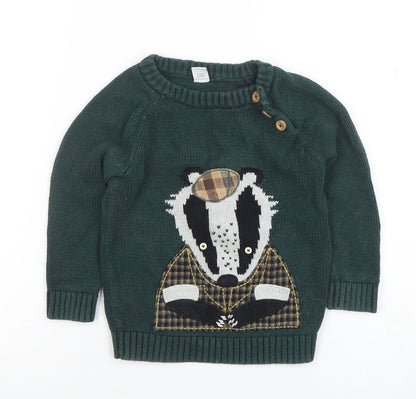 Boys UK Size 2-3 Years TU Green Pullover Jumper