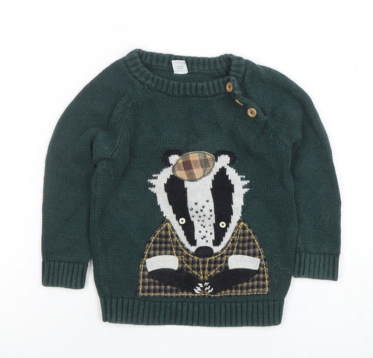 Boys UK Size 2-3 Years TU Green Pullover Jumper