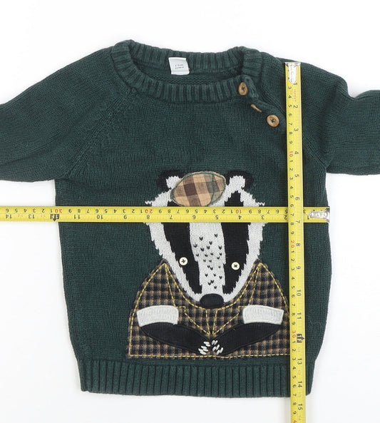 Boys UK Size 2-3 Years TU Green Pullover Jumper
