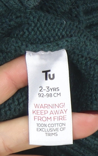Boys UK Size 2-3 Years TU Green Pullover Jumper