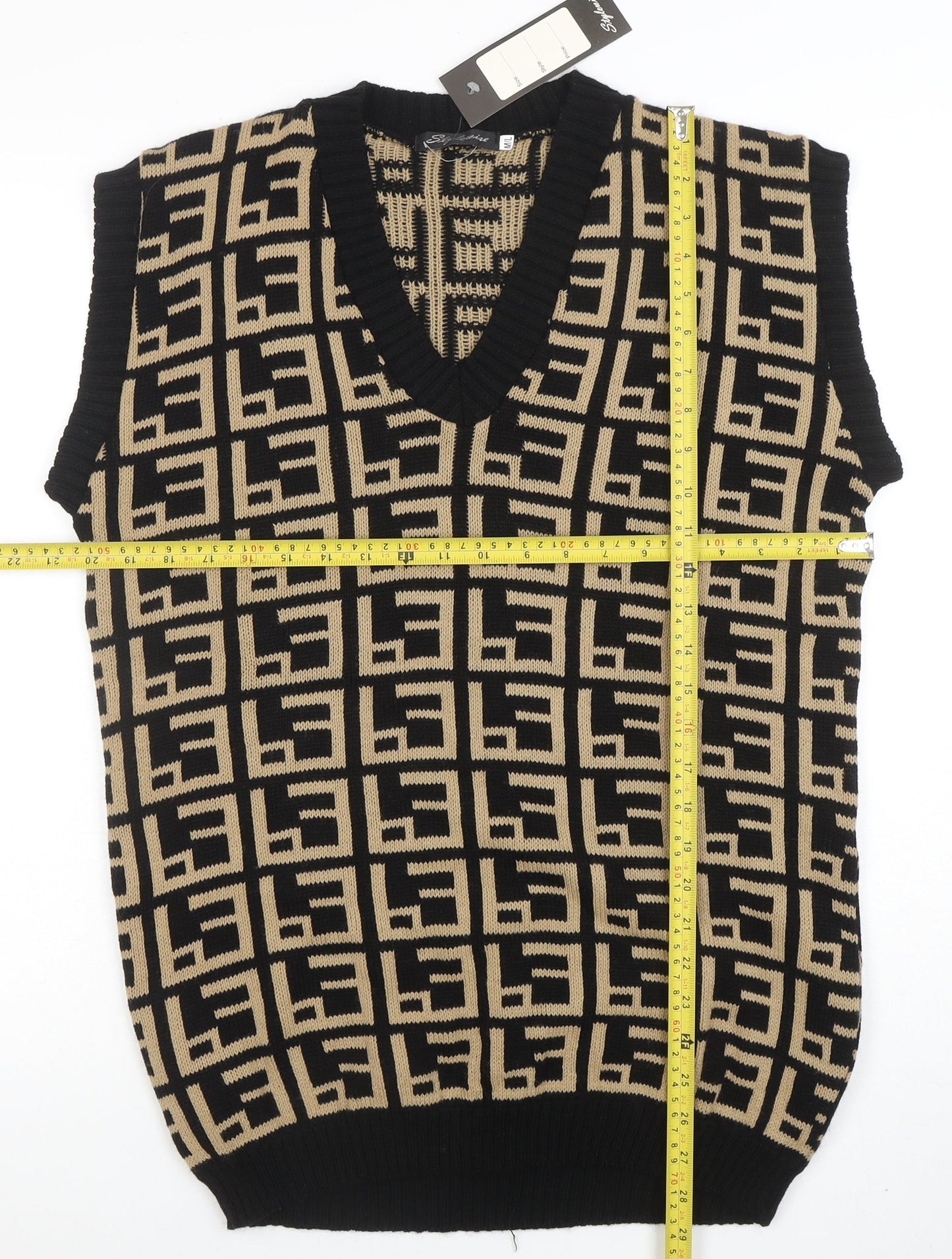 Womens UK Size M/L Stylewise Black Vest Jumper