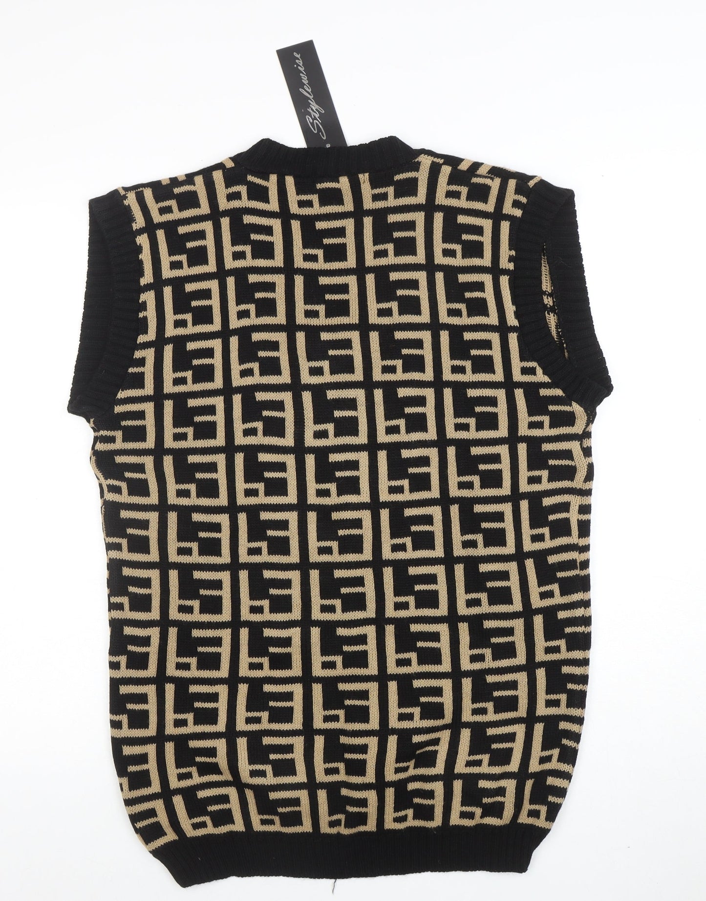 Womens UK Size M/L Stylewise Black Vest Jumper