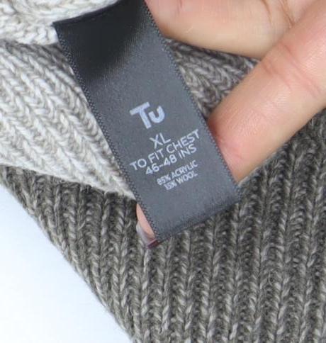 Mens UK Size XL TU Beige Pullover Jumper