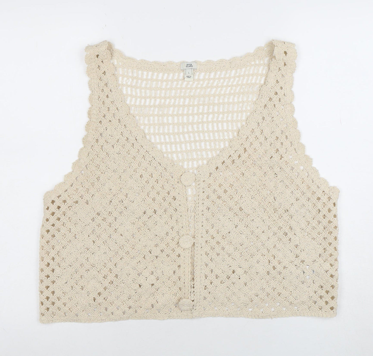 Womens UK Size L River Island Beige Vest Jumper