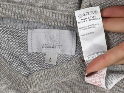 Marks and Spencer Mens Grey Cotton Crew Neck Jumper XXL Regular Fit