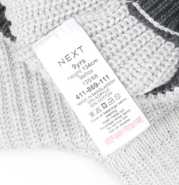 Boys UK Size 9 Years NEXT Grey Pullover Jumper