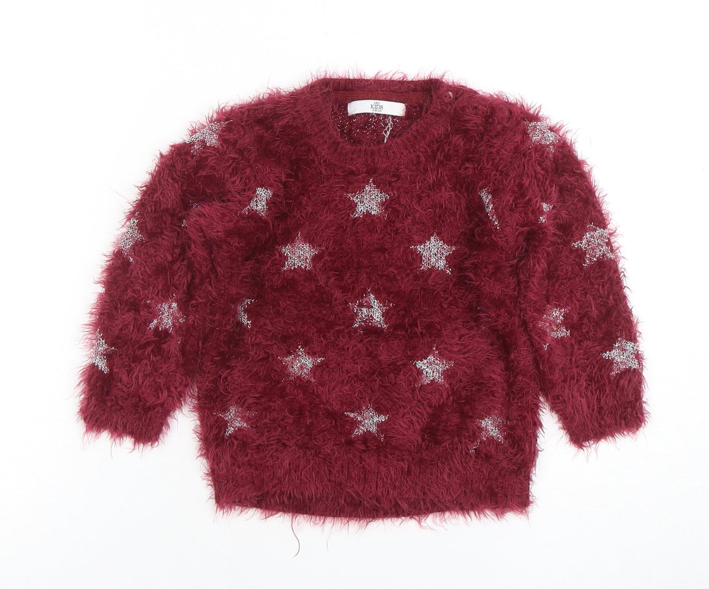 Girls UK Size 3-4 Years Marks and Spencer Red Pullover Jumper