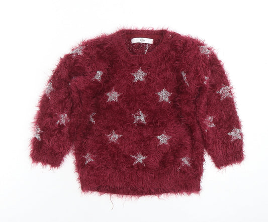 Girls UK Size 3-4 Years Marks and Spencer Red Pullover Jumper