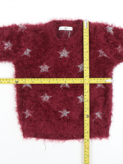 Girls UK Size 3-4 Years Marks and Spencer Red Pullover Jumper