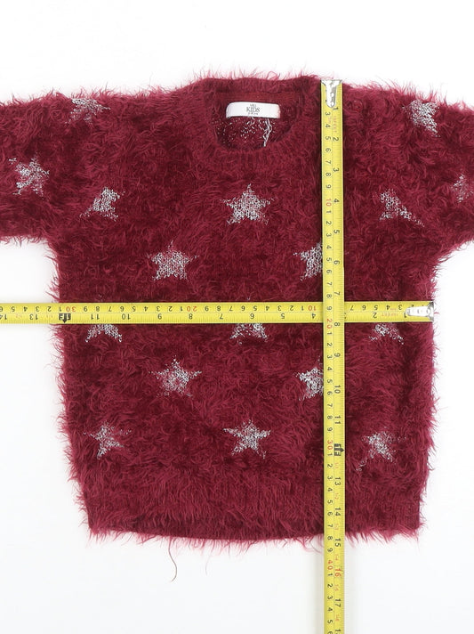 Girls UK Size 3-4 Years Marks and Spencer Red Pullover Jumper