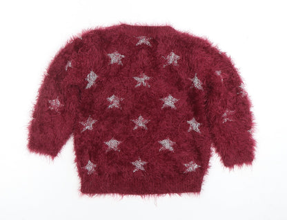 Girls UK Size 3-4 Years Marks and Spencer Red Pullover Jumper
