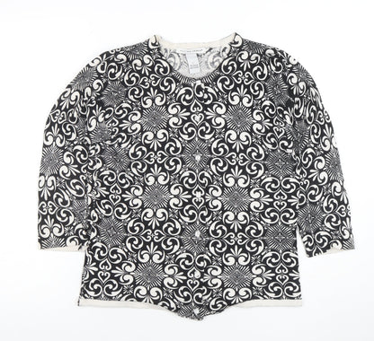 Jillian Jones Women’s Black & White Cardigan L Cotton Blend Patterned
