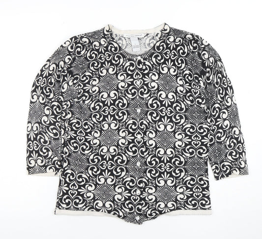 Jillian Jones Women’s Black & White Cardigan L Cotton Blend Patterned