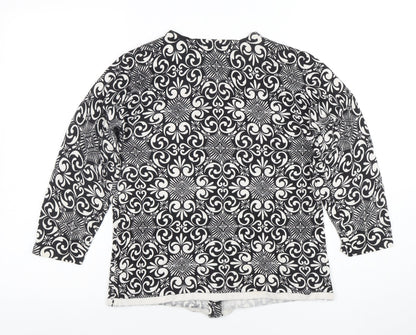 Jillian Jones Women’s Black & White Cardigan L Cotton Blend Patterned