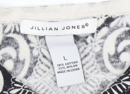 Jillian Jones Women’s Black & White Cardigan L Cotton Blend Patterned