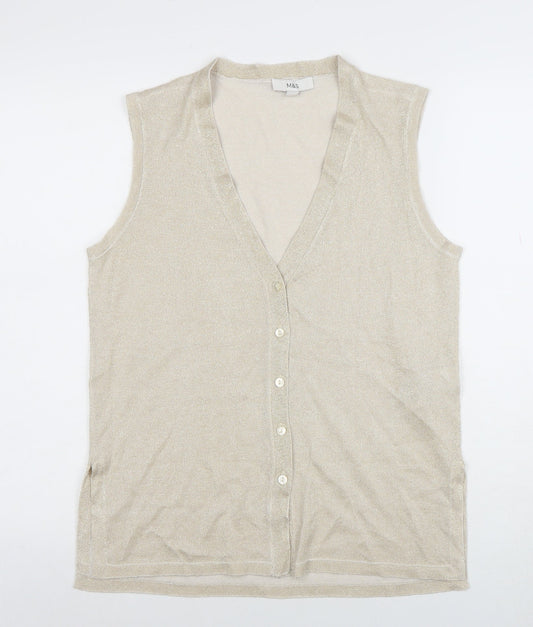 Womens UK Size M Marks and Spencer Beige Basic Blouse
