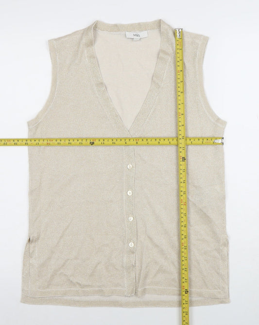 Womens UK Size M Marks and Spencer Beige Basic Blouse