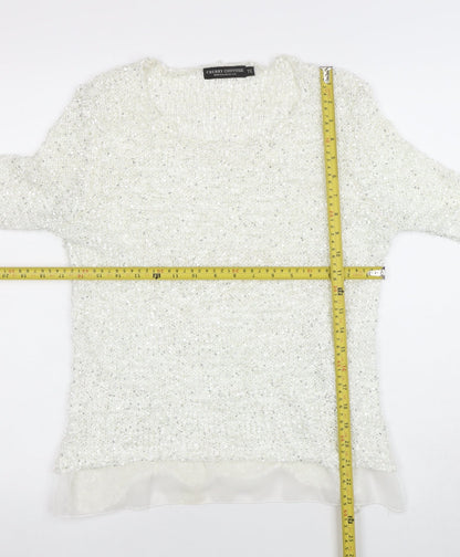 Cherry Couture Women's White Sequin Knit Pullover Jumper M