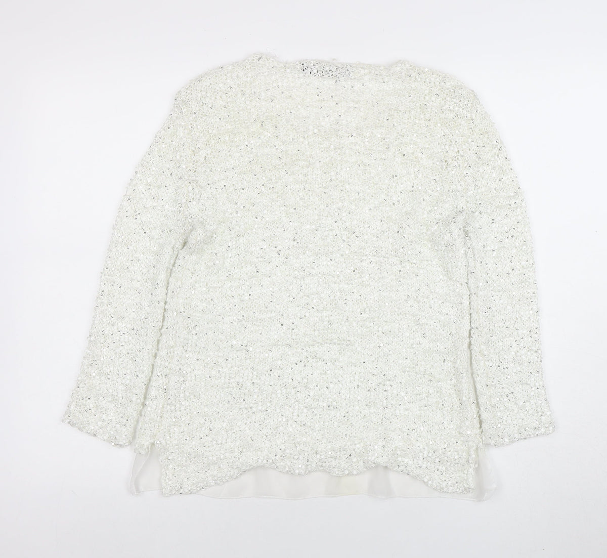 Cherry Couture Women's White Sequin Knit Pullover Jumper M