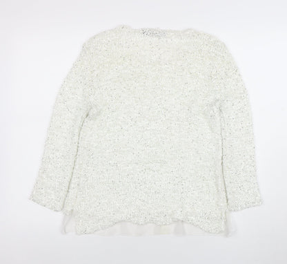 Cherry Couture Women's White Sequin Knit Pullover Jumper M