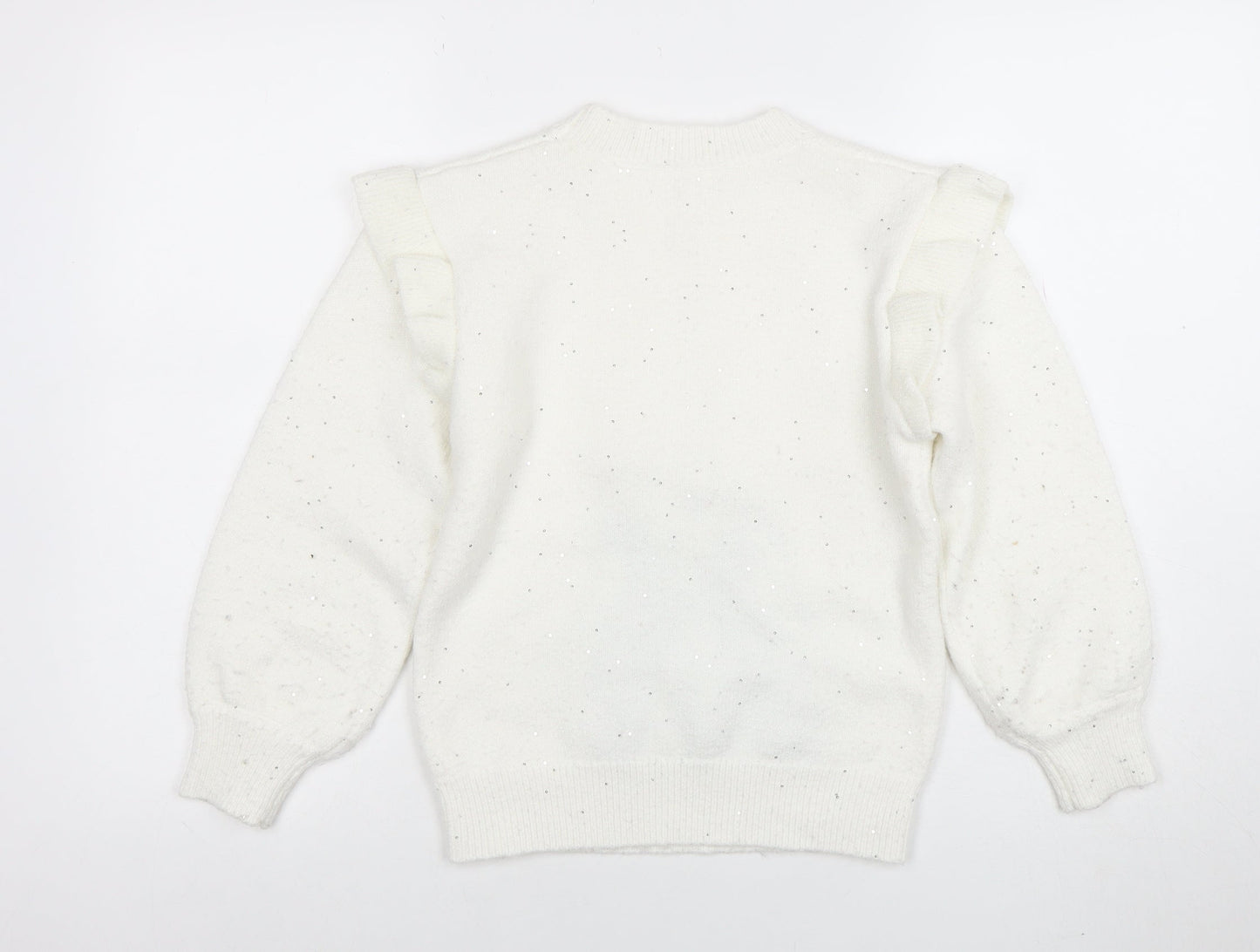 Girls UK Size 10 Years Angel & Rocket White Pullover Jumper