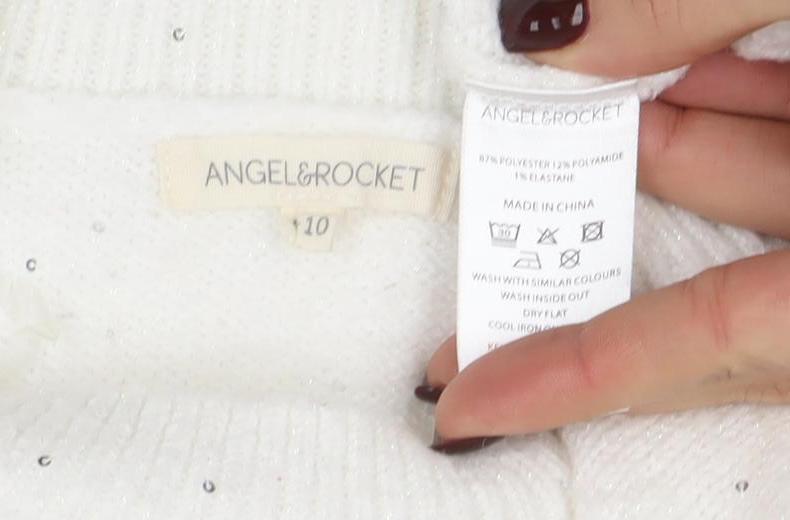 Girls UK Size 10 Years Angel & Rocket White Pullover Jumper