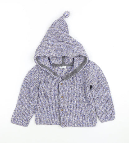 Next Unisex Baby Multicoloured Knit Hooded Cardigan 18-24 Months Cotton