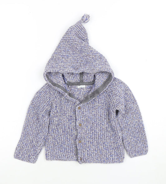 Next Unisex Baby Multicoloured Knit Hooded Cardigan 18-24 Months Cotton