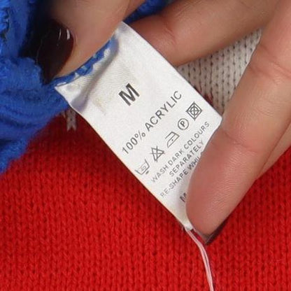Mens UK Size M Bad Santa Blue Pullover Jumper