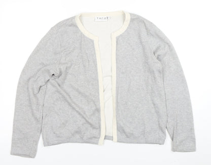 Tara Clothing Women’s Grey Cotton Blend Open Cardigan Size 14