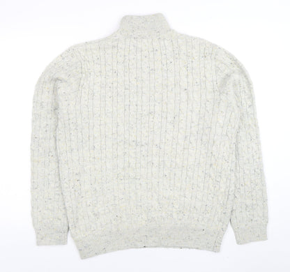 TU Men’s Grey Cable-Knit 1/4 Zip High Neck Jumper Size L