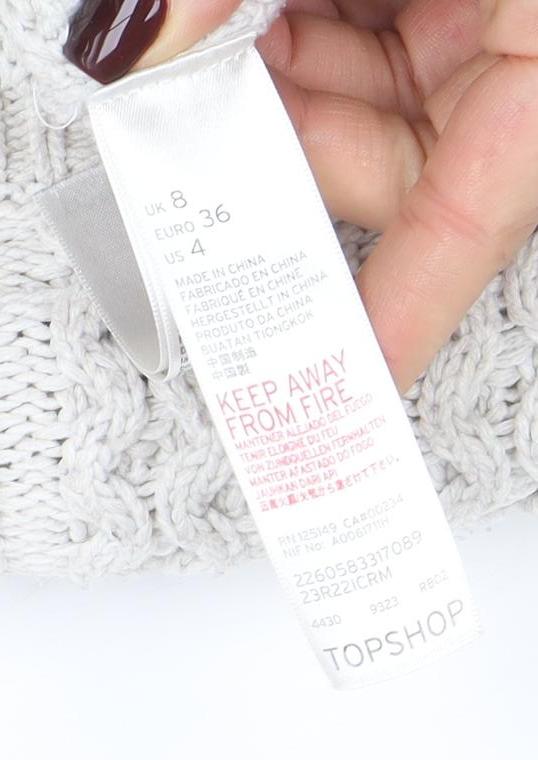 Womens UK Size 8 Topshop Ivory Pullover Jumper