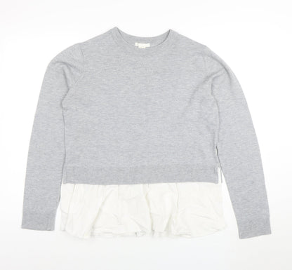 Zara Women Grey Wool Blend Pullover Jumper Size 12 Knit Top