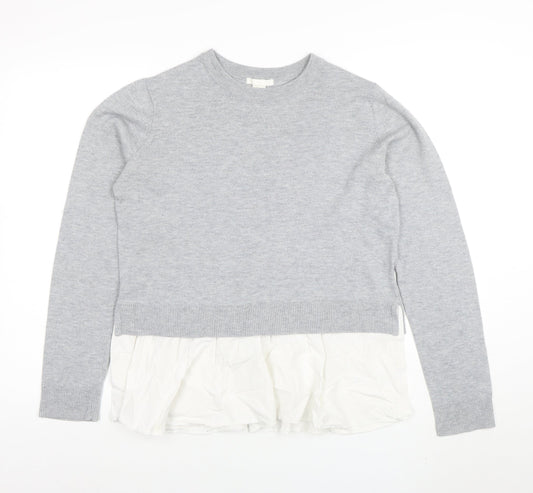 Zara Women Grey Wool Blend Pullover Jumper Size 12 Knit Top
