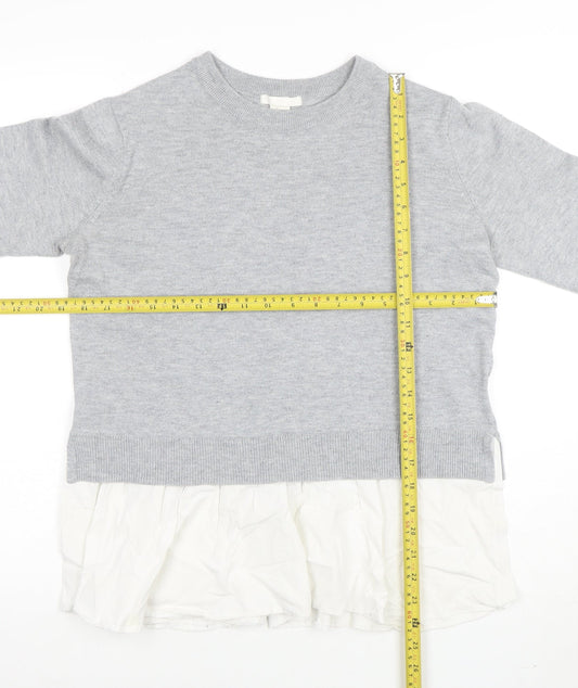 Zara Women Grey Wool Blend Pullover Jumper Size 12 Knit Top