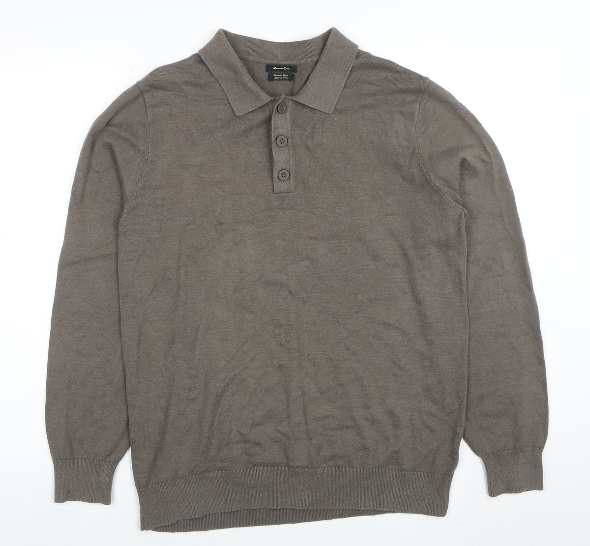 Mens UK Size L Massimo Dutti Grey Henley Jumper