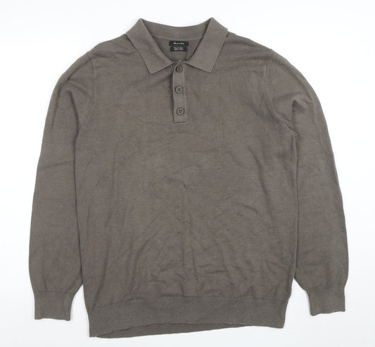 Mens UK Size L Massimo Dutti Grey Henley Jumper