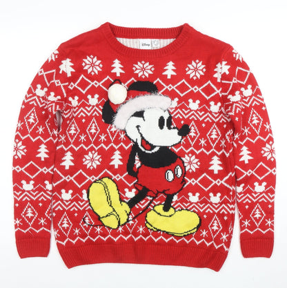 Womens UK Size S Disney Red Pullover Jumper