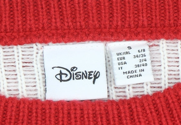 Womens UK Size S Disney Red Pullover Jumper