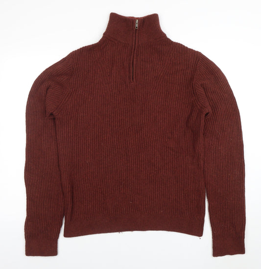 Mens UK Size M BAM Brown Full Zip Jumper