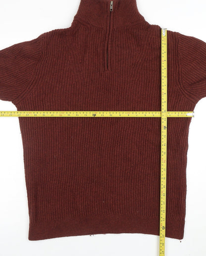 Mens UK Size M BAM Brown Full Zip Jumper