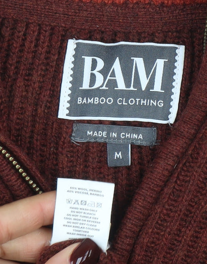 Mens UK Size M BAM Brown Full Zip Jumper