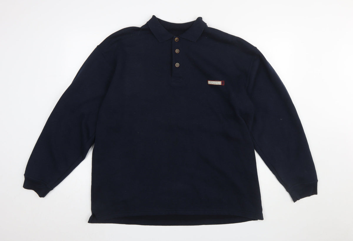 Mens UK Size L Giorgio Blue Henley Sweatshirt