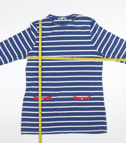 Lakeland Women Blue Striped Shift Dress Size 16 Long Sleeve Nautical