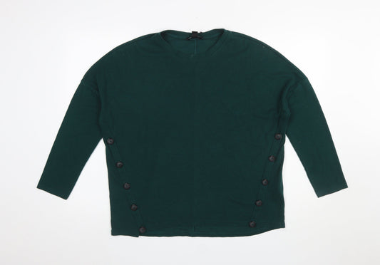 New Look Women’s Green Long Sleeve Button Side Tunic Top UK 8