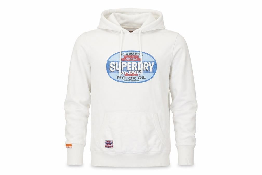 Mens UK Size M Superdry White Pullover Hoodie