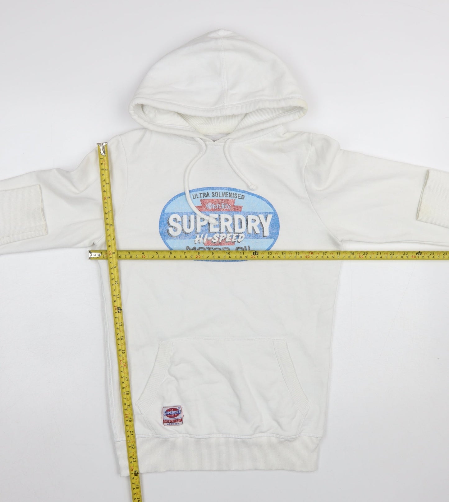 Mens UK Size M Superdry White Pullover Hoodie