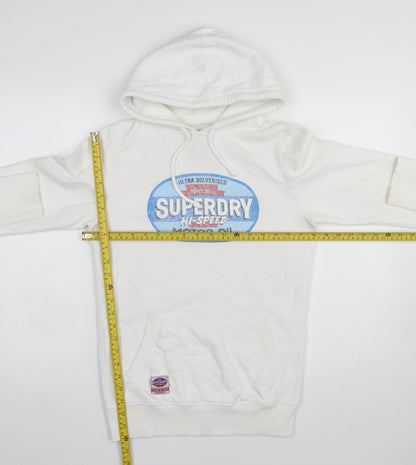 Mens UK Size M Superdry White Pullover Hoodie