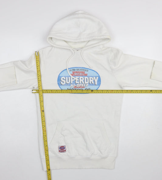 Mens UK Size M Superdry White Pullover Hoodie